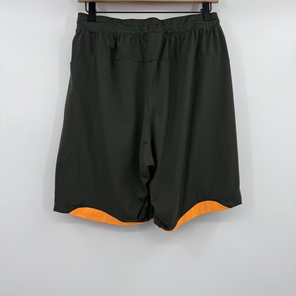 Adidas Shorts Men Medium Green Orange Climalite Basketball Running Activewear - Picture 3 of 12
